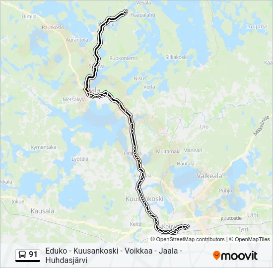 91 Bus Line Map