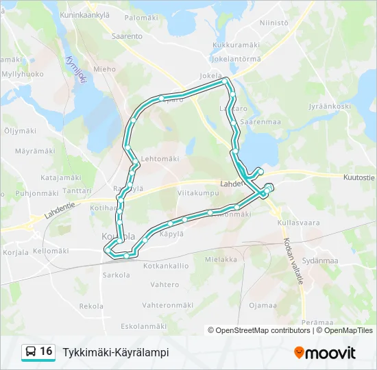 16 Bus Line Map