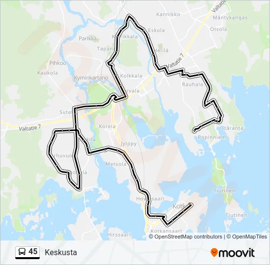45 Bus Line Map