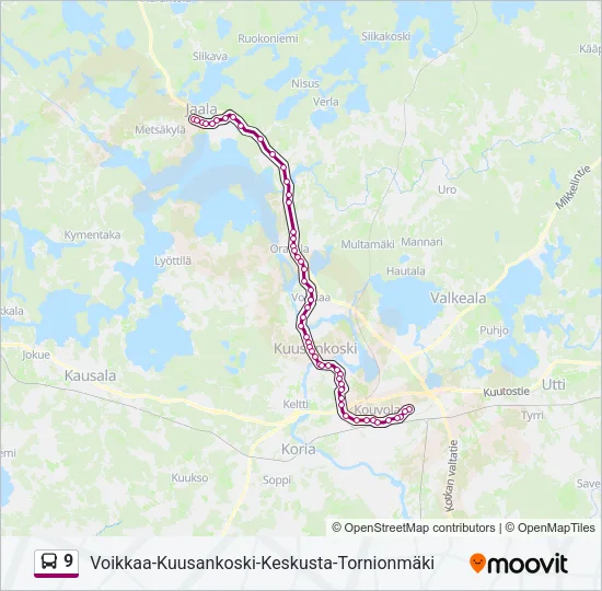 9 Bus Line Map