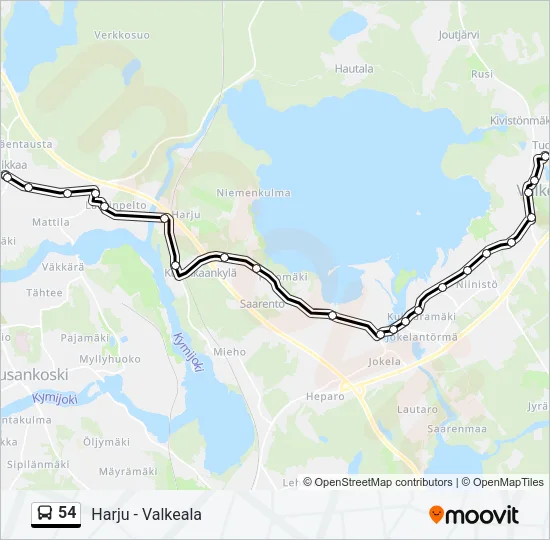 54 Bus Line Map