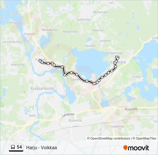 54 Bus Line Map