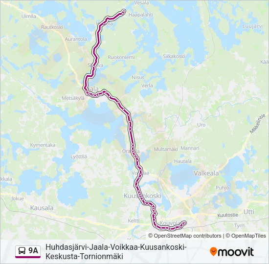 9A Bus Line Map
