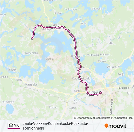9K Bus Line Map