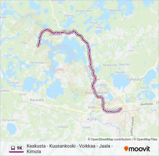 9K Bus Line Map