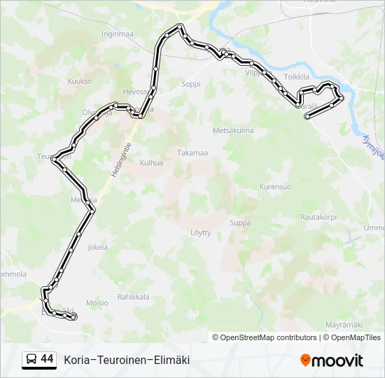 44 Bus Line Map