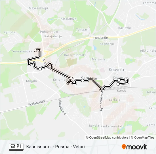 P1 Bus Line Map