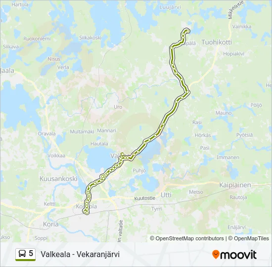 5 Bus Line Map