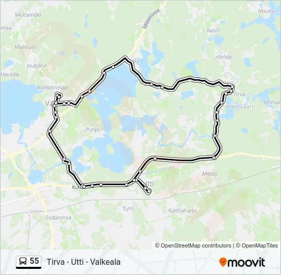 55 Bus Line Map