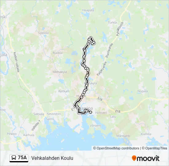 75A Bus Line Map