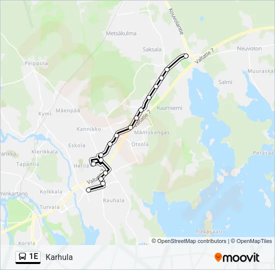 1E Bus Line Map