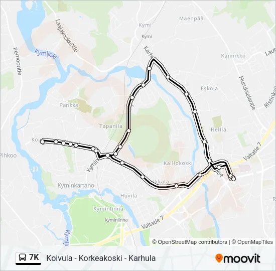 7K Bus Line Map