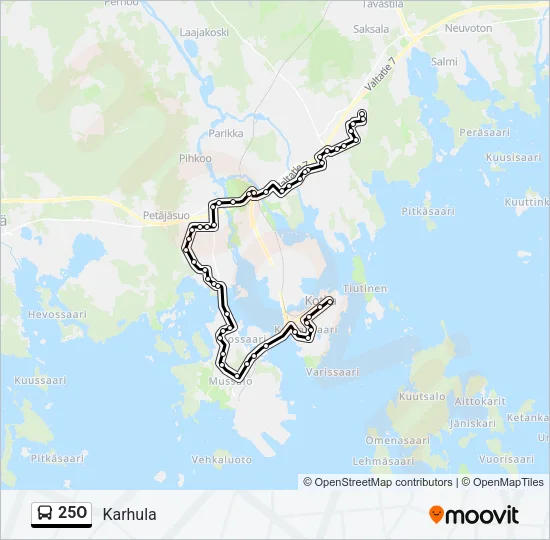 25O Bus Line Map
