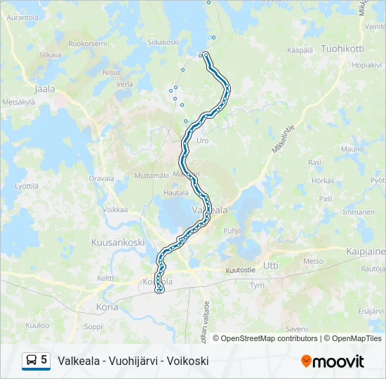5 Bus Line Map