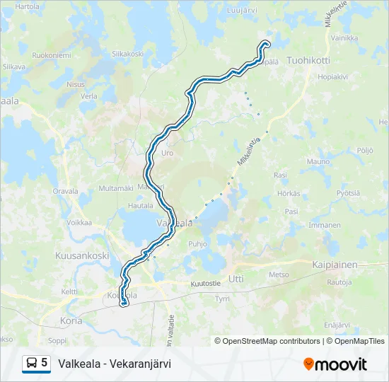 5 Bus Line Map