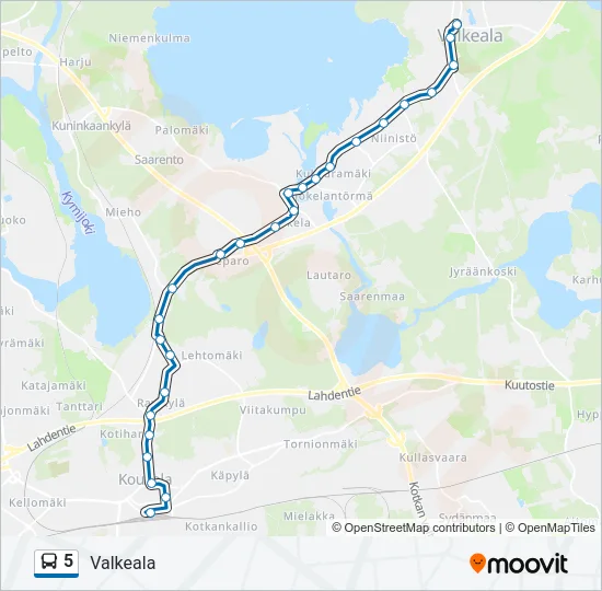 5 Bus Line Map