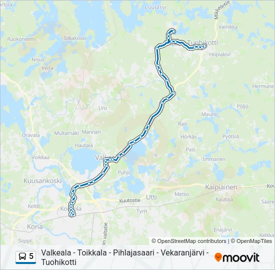 5 Bus Line Map