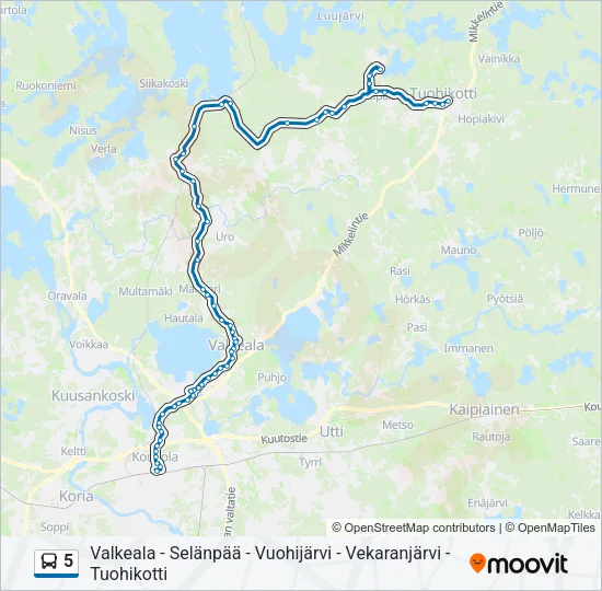 5 Bus Line Map