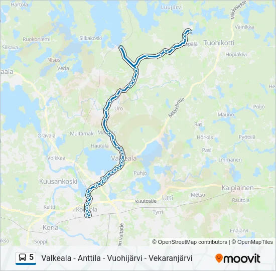 5 Bus Line Map