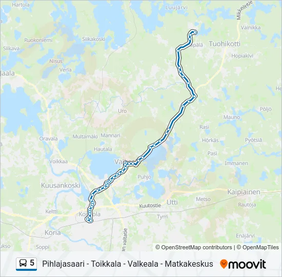 5 Bus Line Map