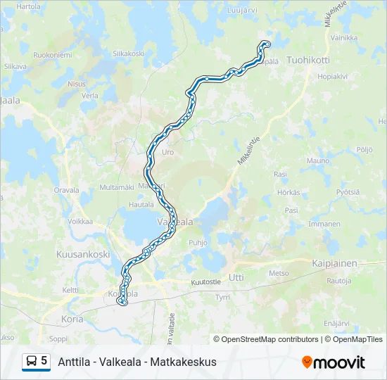 5 Bus Line Map