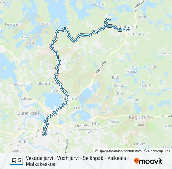 5 Bus Line Map