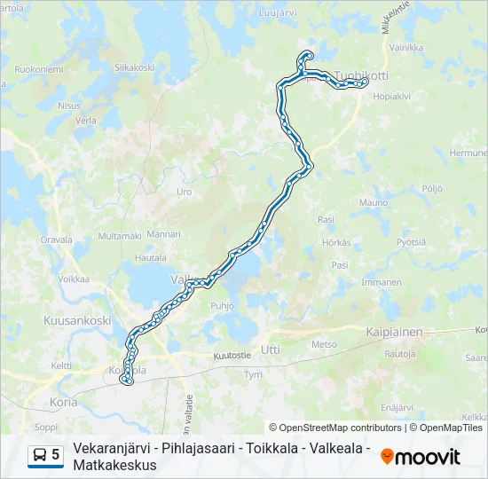5 Bus Line Map