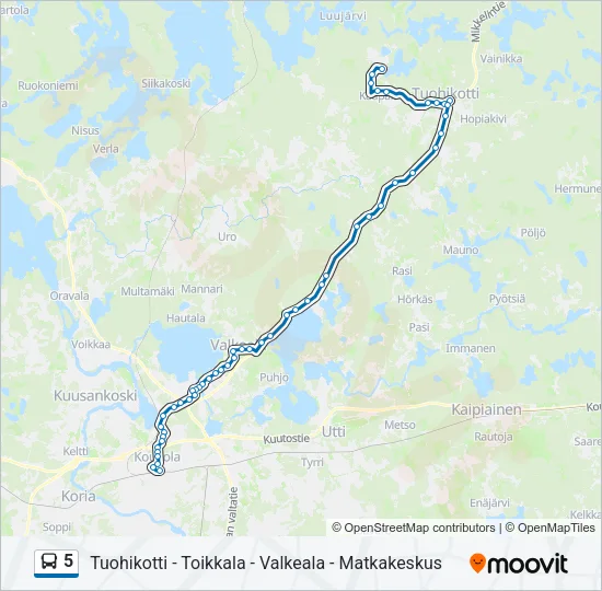 5 Bus Line Map