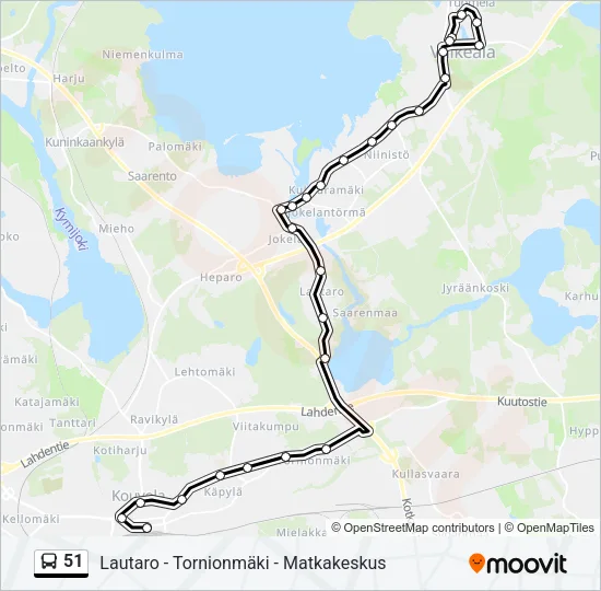 51 Bus Line Map