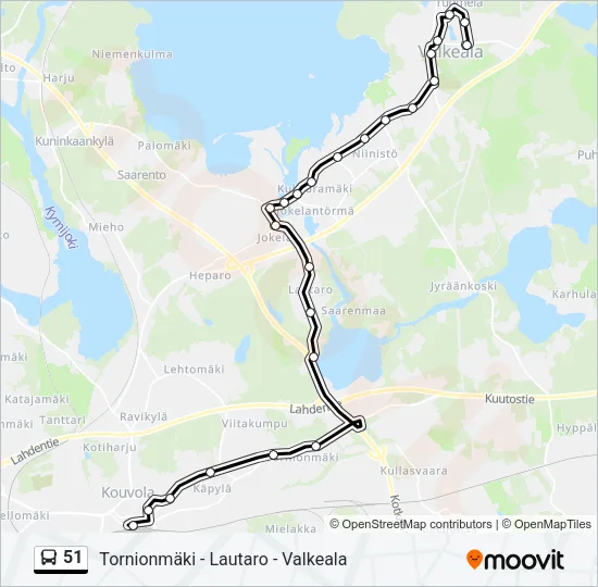 51 Bus Line Map