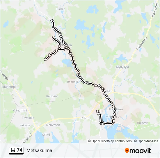 74 Bus Line Map
