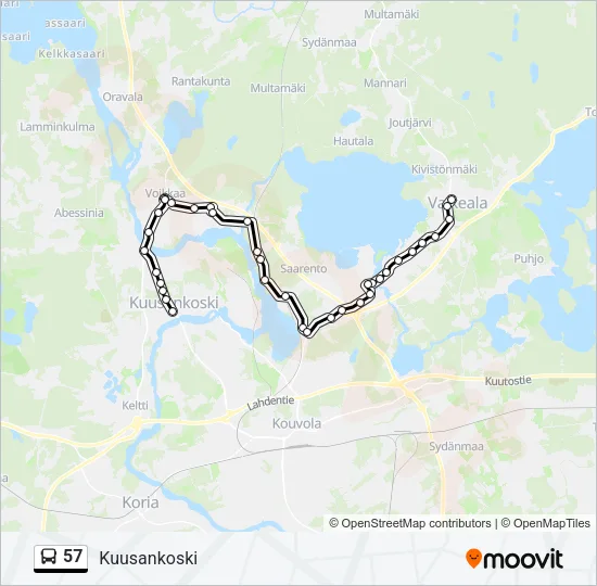 57 Bus Line Map