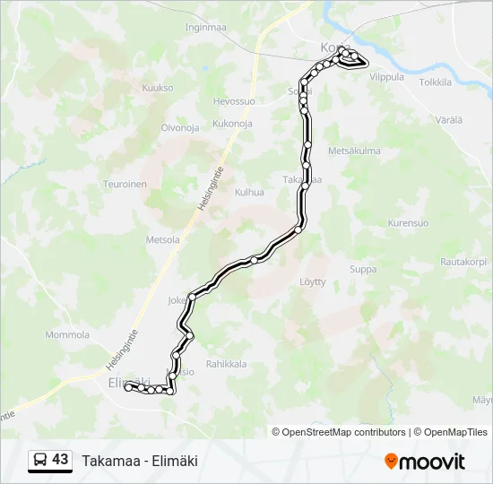 43 Bus Line Map