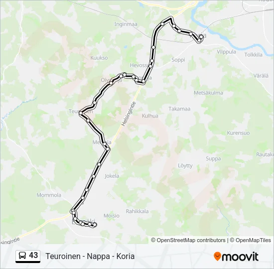 43 Bus Line Map