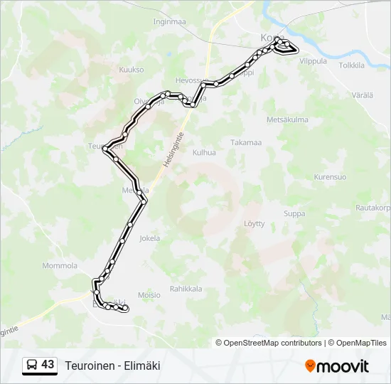 43 Bus Line Map