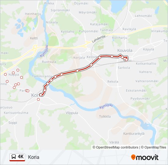 4K bussi -linjakartta