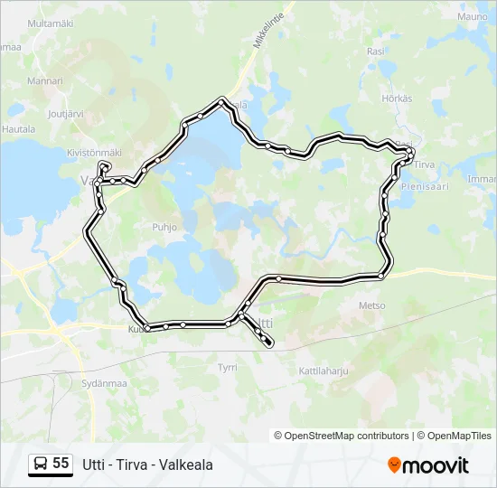 55 Bus Line Map