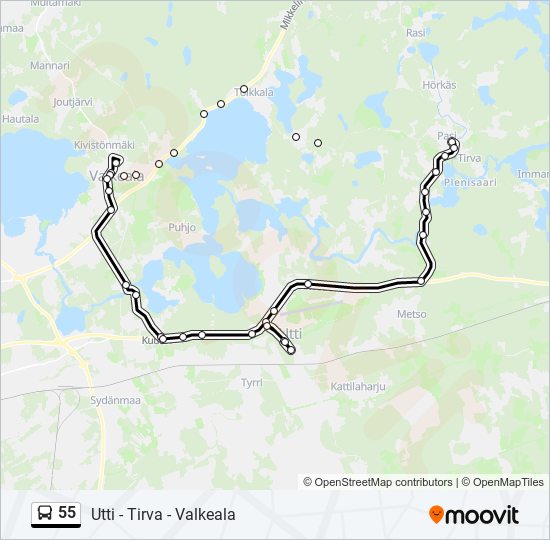 55 bus Line Map