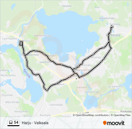 54 Bus Line Map
