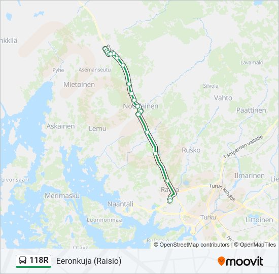 118R Bus Line Map