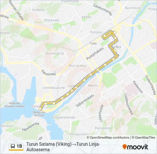 1B bussi -linjakartta