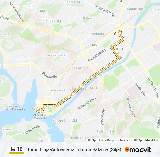 1B bussi -linjakartta