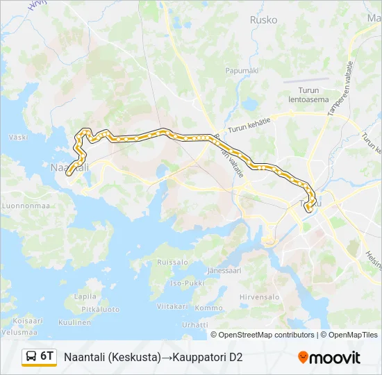 6T bussi -linjakartta