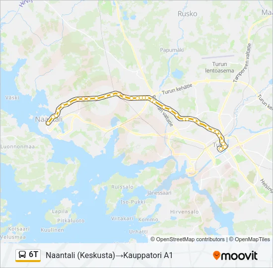 6T bussi -linjakartta