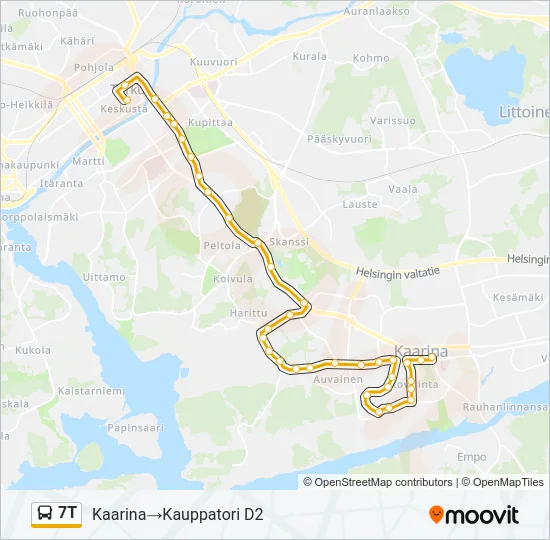 7T Bus Line Map