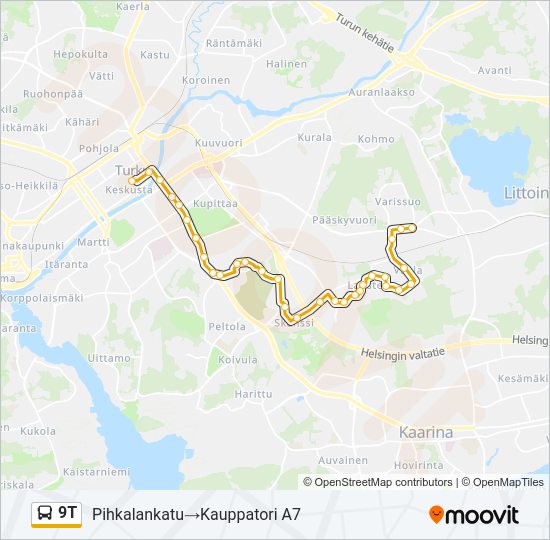 9T Bus Line Map