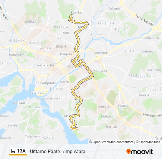 13A bus Line Map