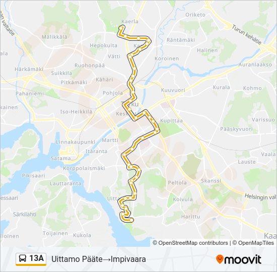13A Bus Line Map