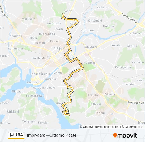 13A Bus Line Map