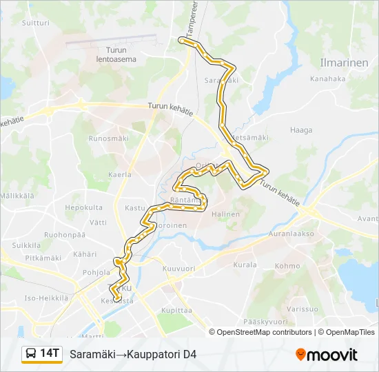 14T Bus Line Map